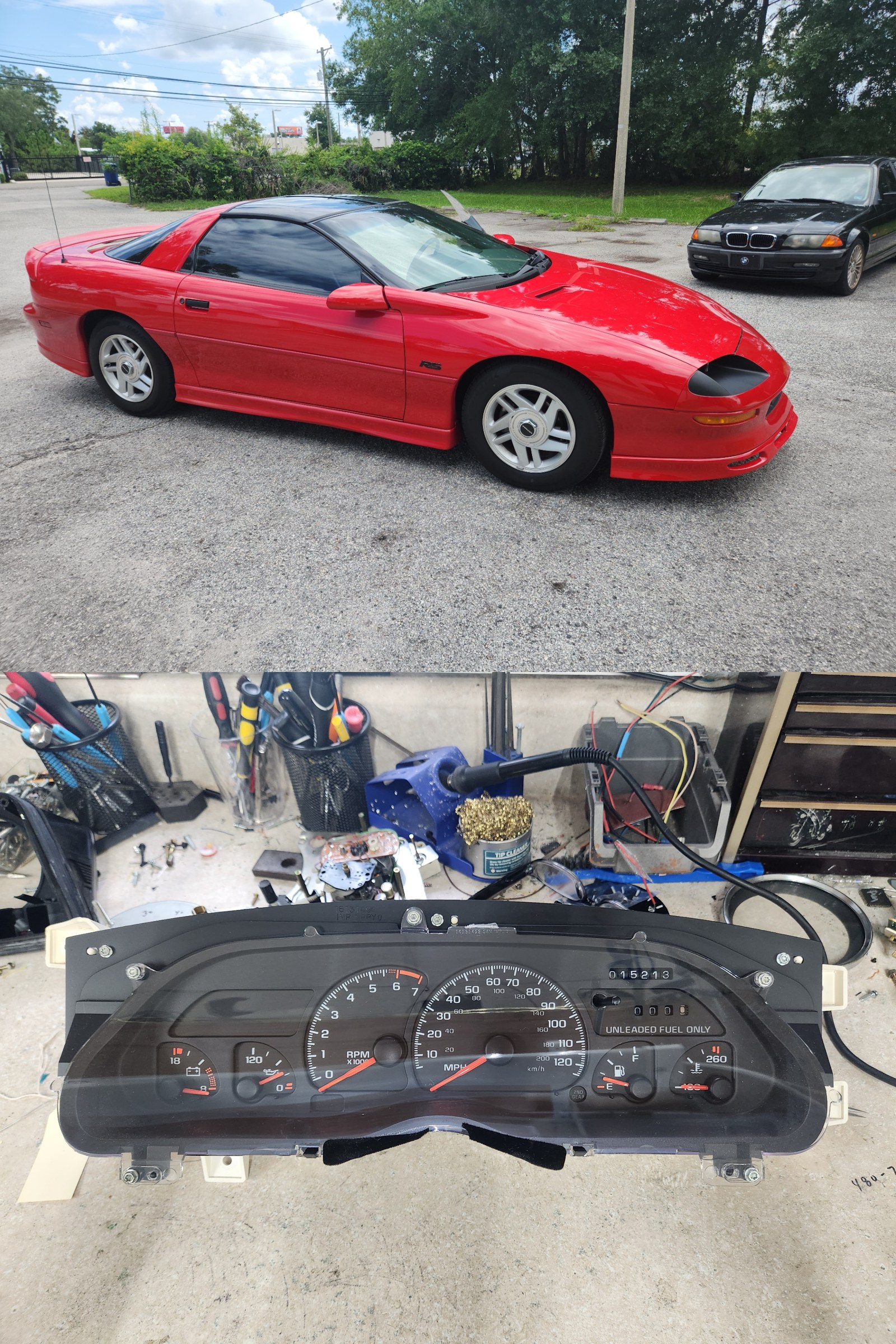 1994 Chevrolet Camaro and its instrument cluster with inoperable analog odometer