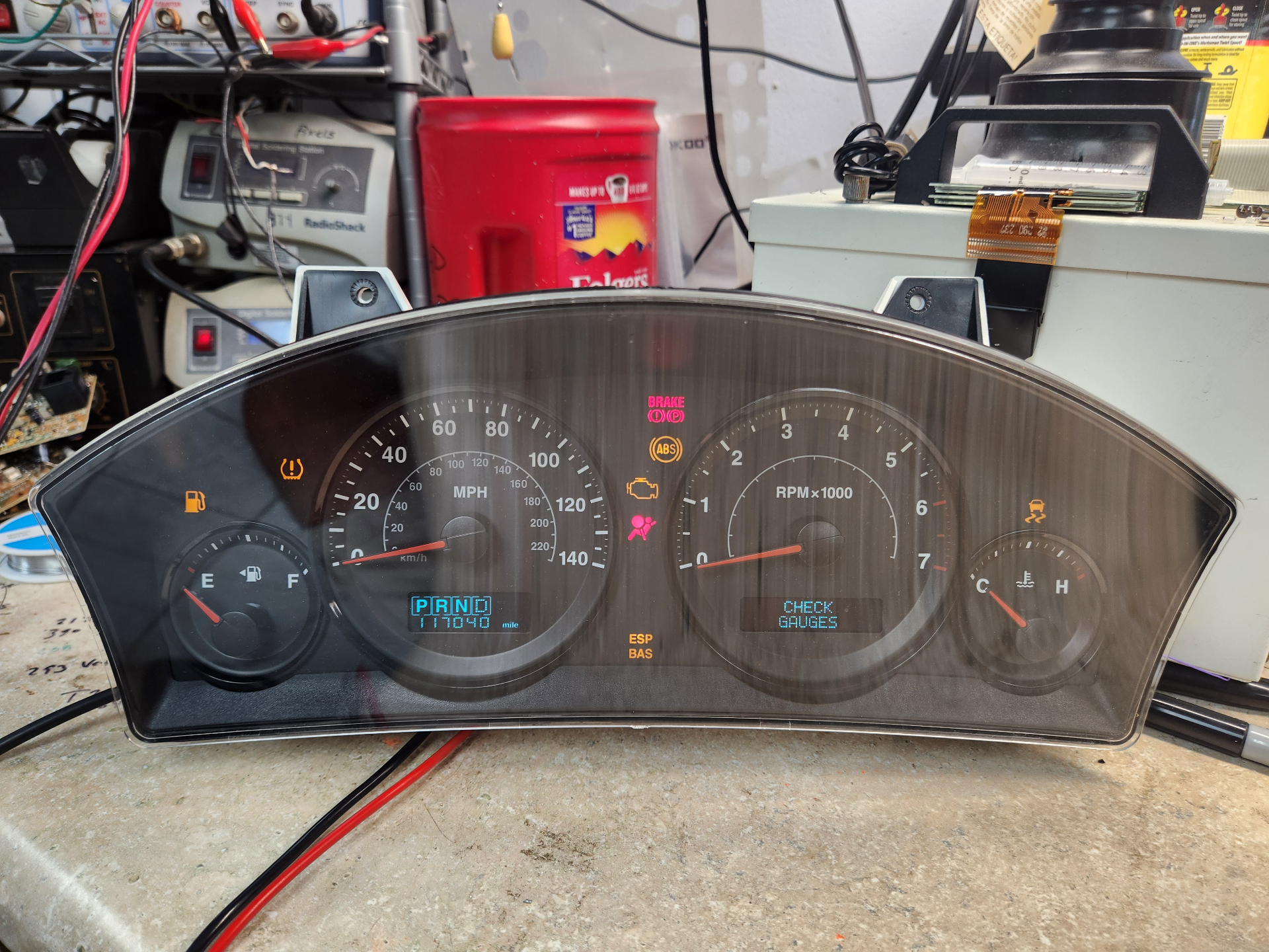 2005 Jeep Grand Cherokee instrument cluster with repaired LCD